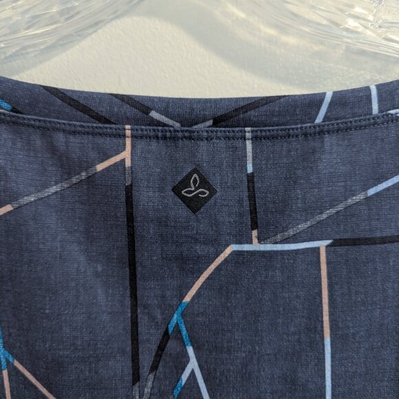 PRANA Sanna Jersey Dress M Dusky Blue Geometric Loose Fit Shift Style Cap Sleeve - Picture 8 of 12